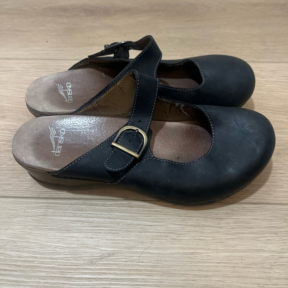 Dansko Martina Mule Black Oiled Leather Clogs Mary Jane Shoes Women's 10.5 11 41